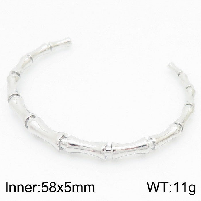 Bracelet design Bambou en Acier Inoxydable  Plaqué or 18K ou argenté