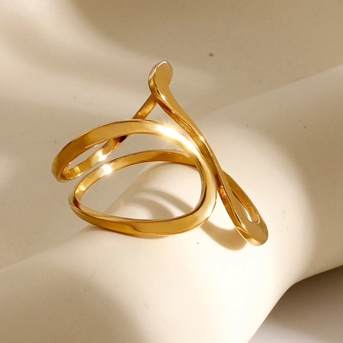 Bague en Acier Inoxydable 18K Design irrégulier et moderne