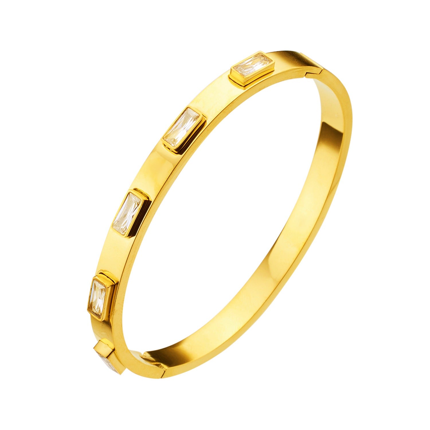 Bracelet en Acier Titane plaqué Or 18K Orné de Zircon