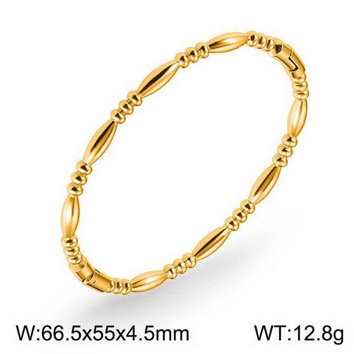 Bracelet design Bambou en Acier Inoxydable  Plaqué or 18K ou argenté