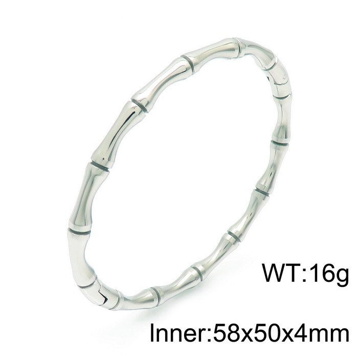 Bracelet design Bambou en Acier Inoxydable  Plaqué or 18K ou argenté