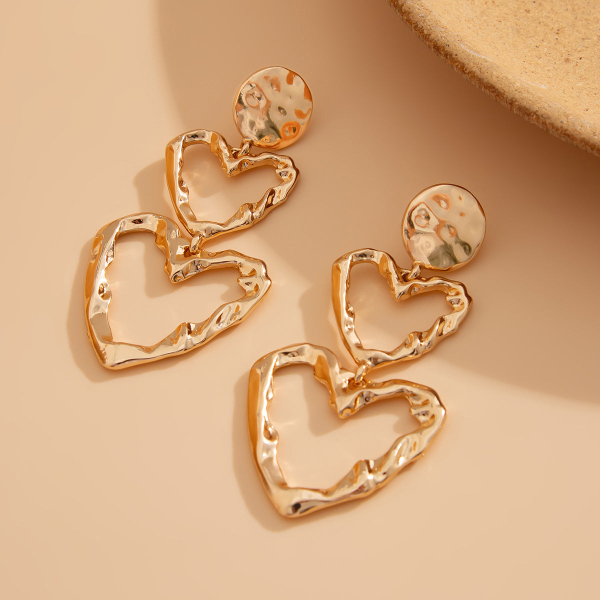 Boucles d’oreilles Design spirale & pendentifs cœur irréguliers