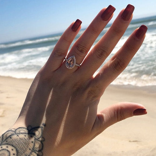 Bague élégante en Zircon Cubique Cristal champagne & finition Or rose