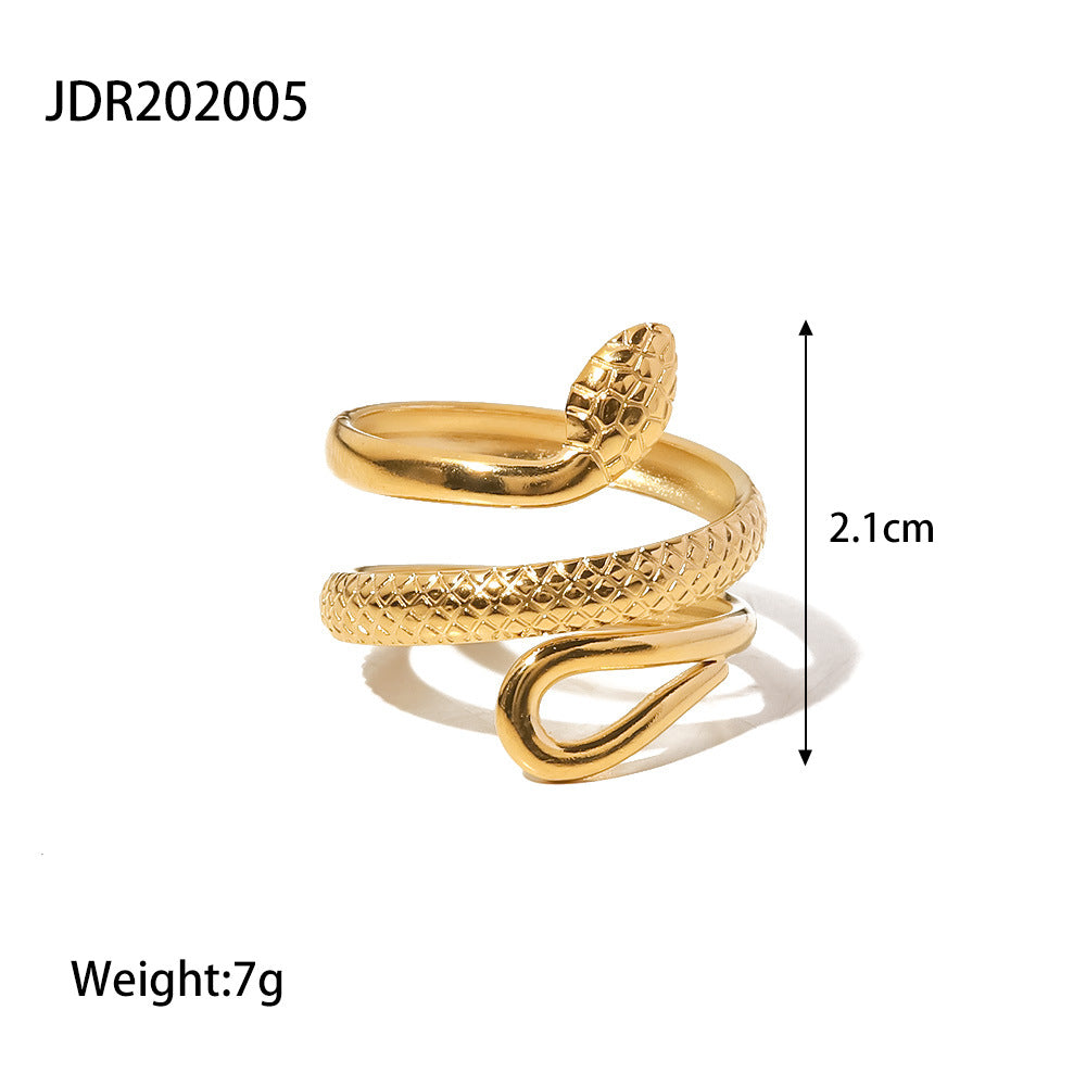 Bague rétro serpent en Acier Inoxydable Style luxe discret doré