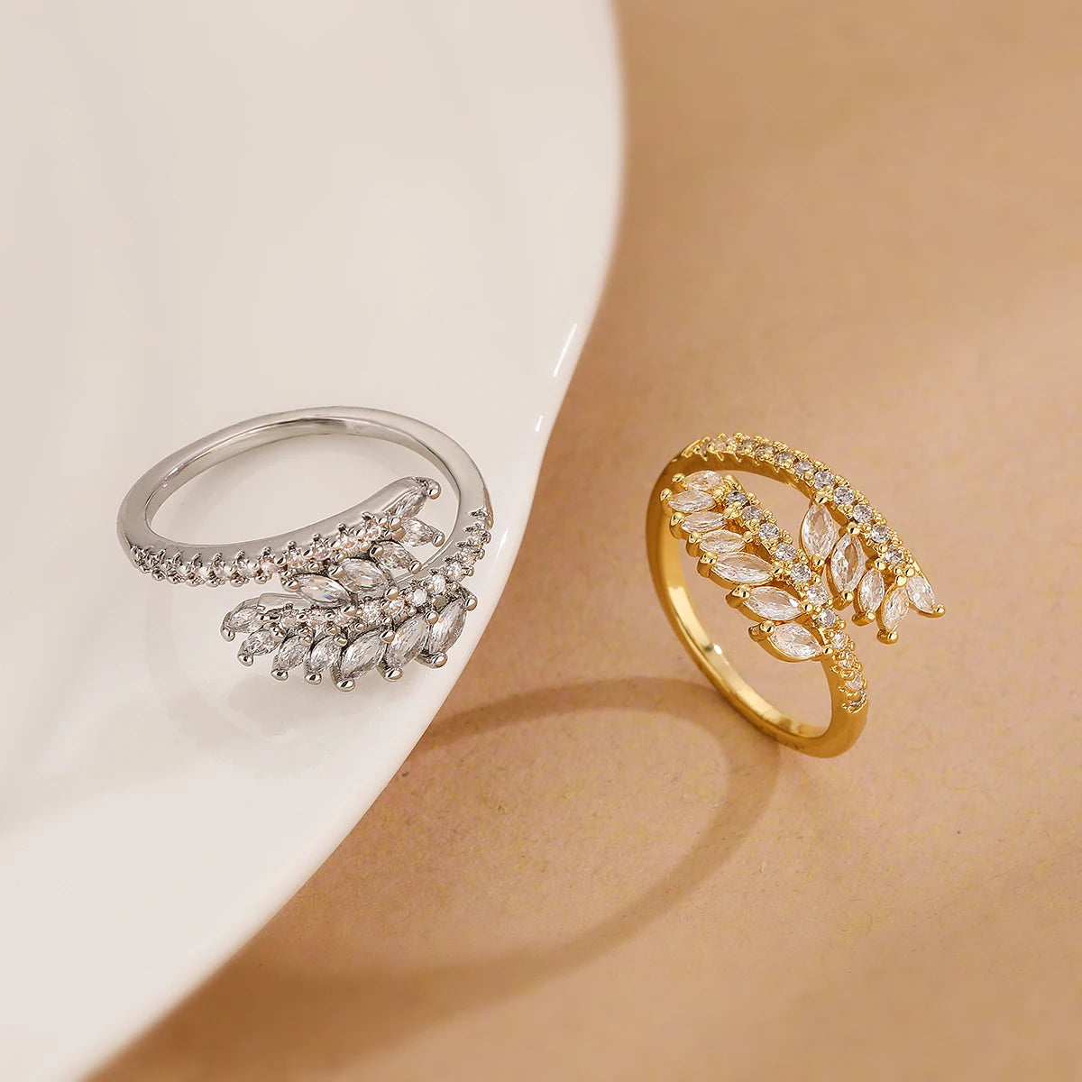 Bague ouverte géométrique Épi de Blé