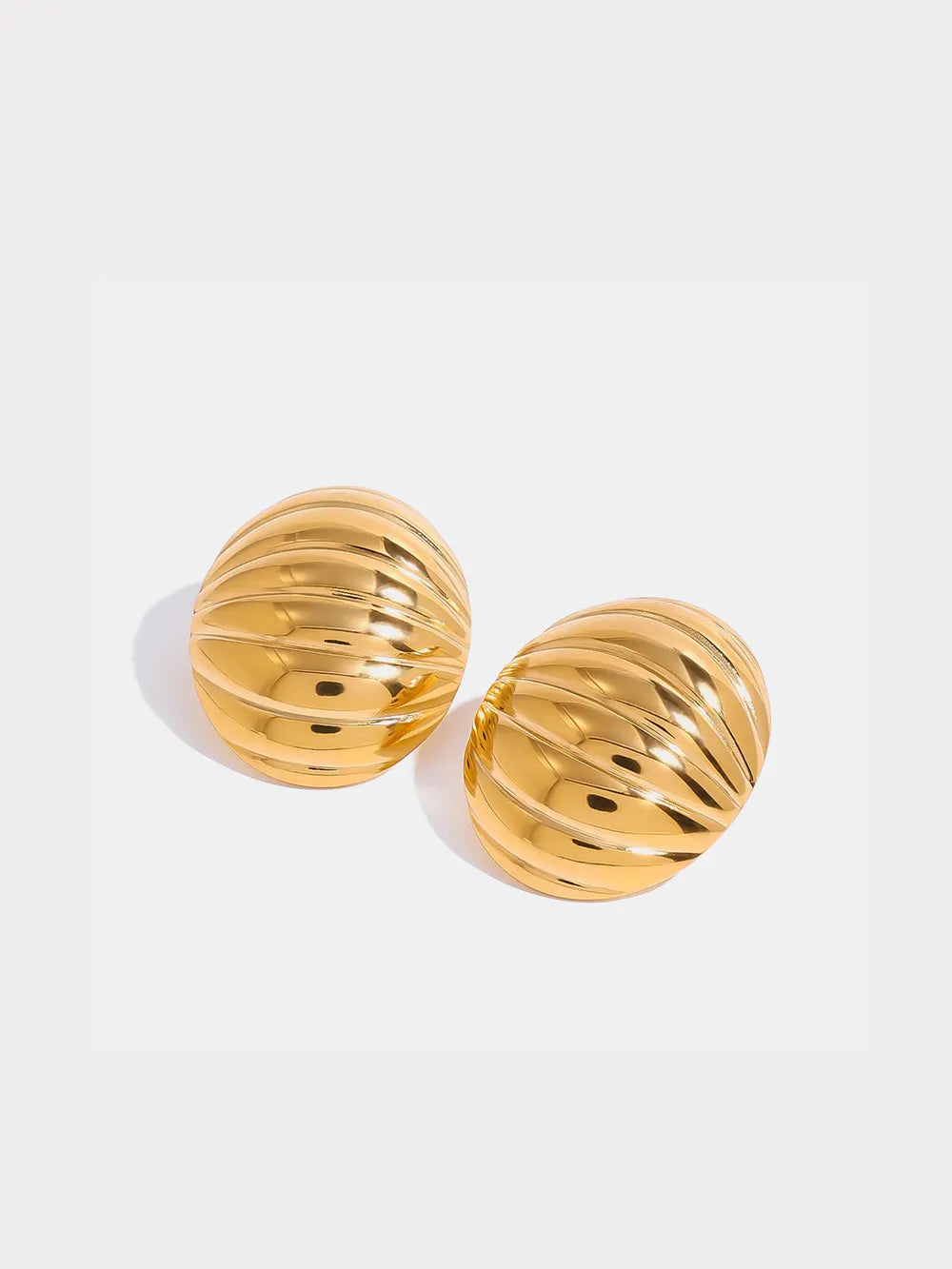 Boucles d’oreilles nervurées en Acier Inoxydable Plaqué Or 18K