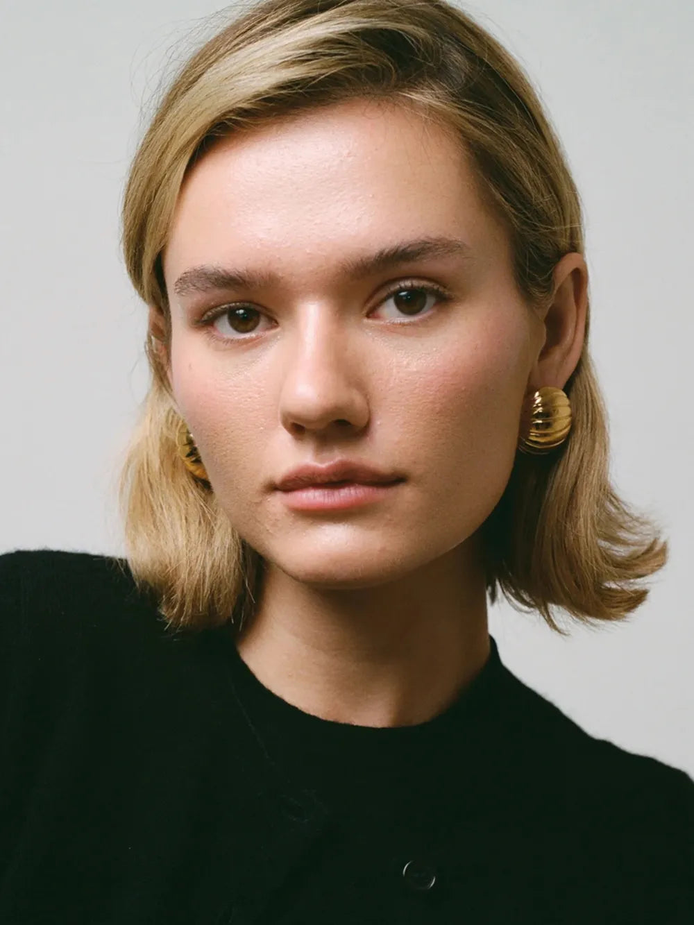 Boucles d’oreilles nervurées en Acier Inoxydable Plaqué Or 18K