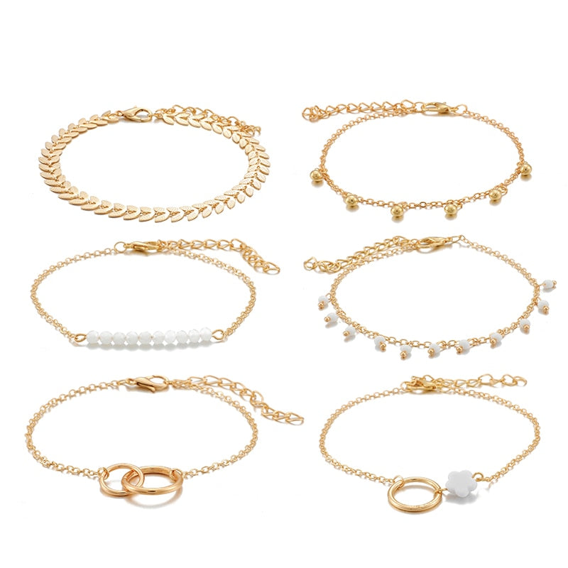 Ensemble de 6 bracelets Bohèmes dorés