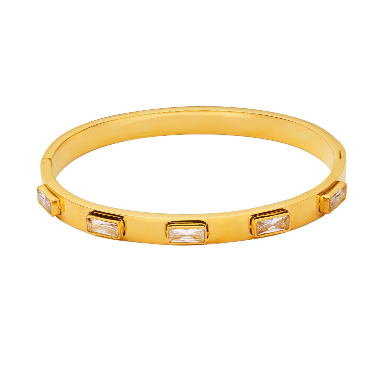 Bracelet en Acier Titane plaqué Or 18K Orné de Zircon