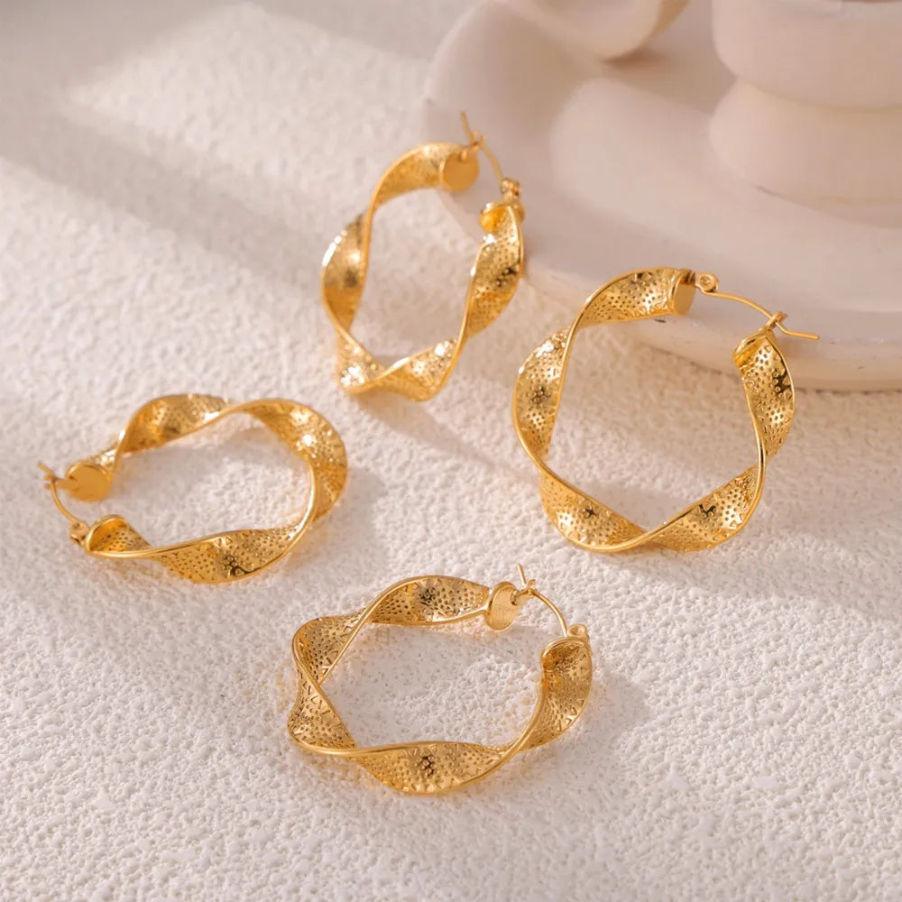 Boucles d’oreilles torsadées en Acier Titane