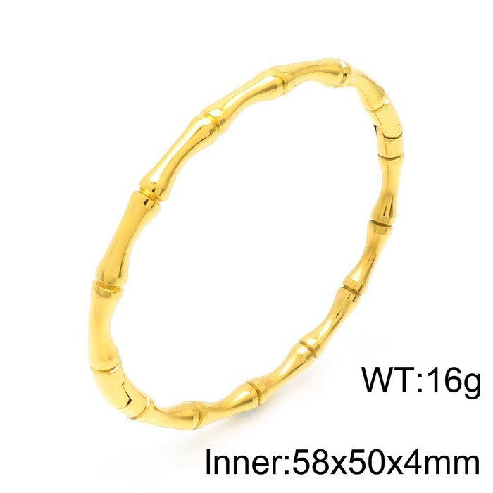 Bracelet design Bambou en Acier Inoxydable  Plaqué or 18K ou argenté