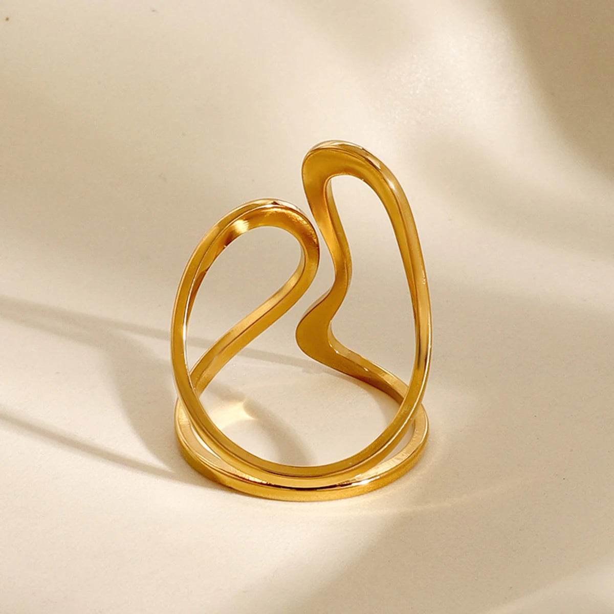 Bague en Acier Inoxydable 18K Design irrégulier et moderne